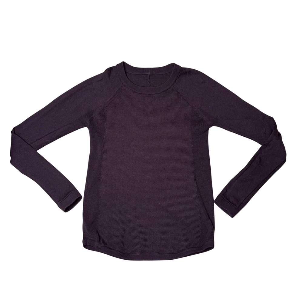 Lululemon Knit Sweater Womens 6 Purple Excellent Raglan Curved Hem Pullover